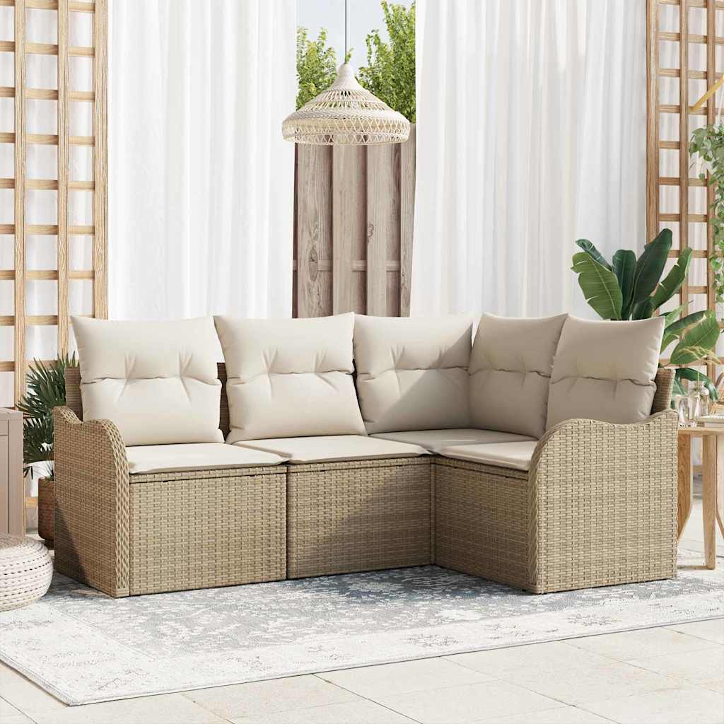 Havesofa Sæt 4 pcs Beige polyrattan