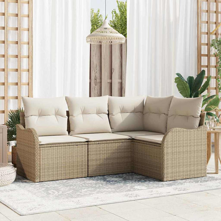 Havesofa Sæt 4 pcs Beige polyrattan