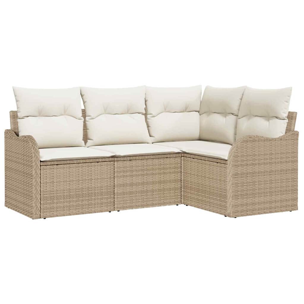 Havesofa Sæt 4 pcs Beige polyrattan