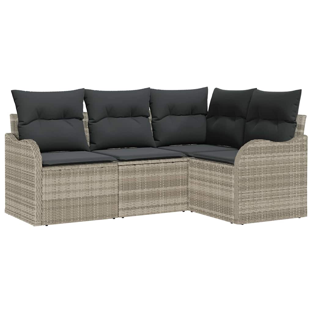 Havesofa Sæt 4 pcs Lysegrå polyrattan