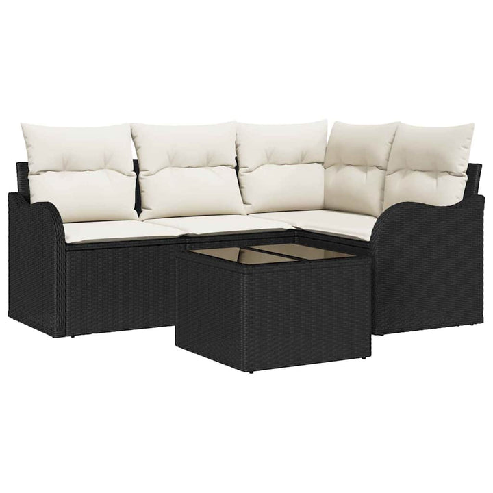 Havesofa Sæt 5 stk. Sort polyrattan