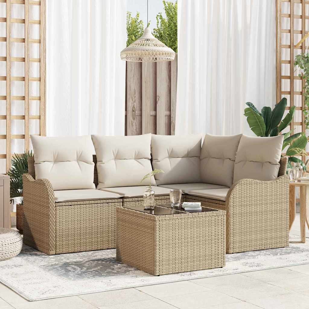 Havesofa Sæt 5 pcs Beige polyrattan