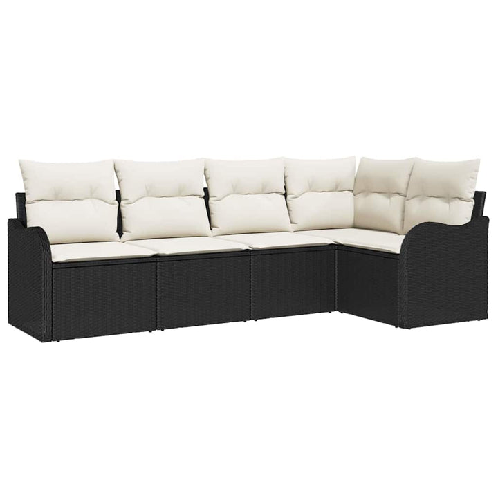 Havesofa Sæt 5 stk. Sort polyrattan