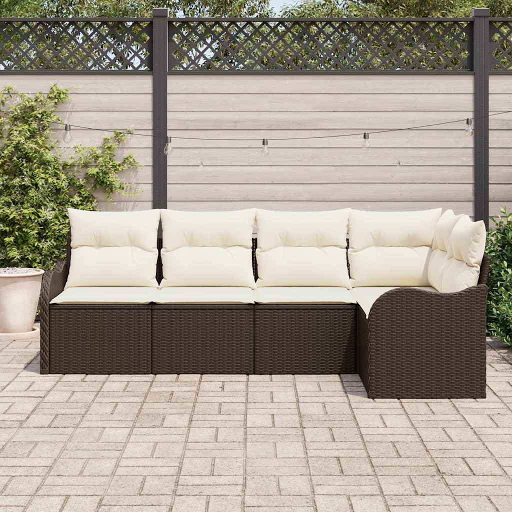 Havesofa Sæt 5 pcs Brun polyrattan