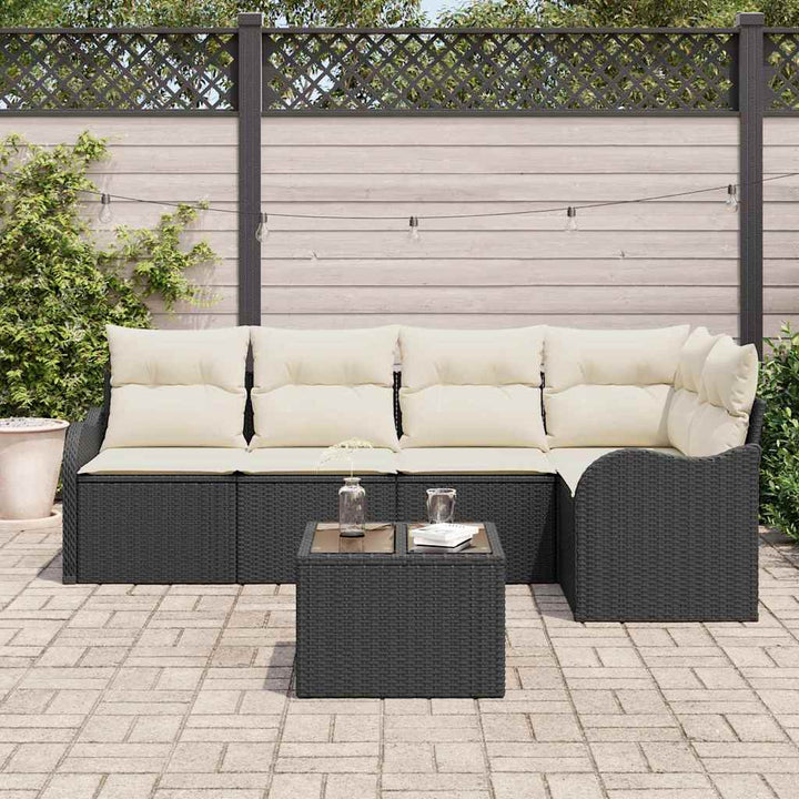 Havesofa Sæt 5 stk. Sort polyrattan