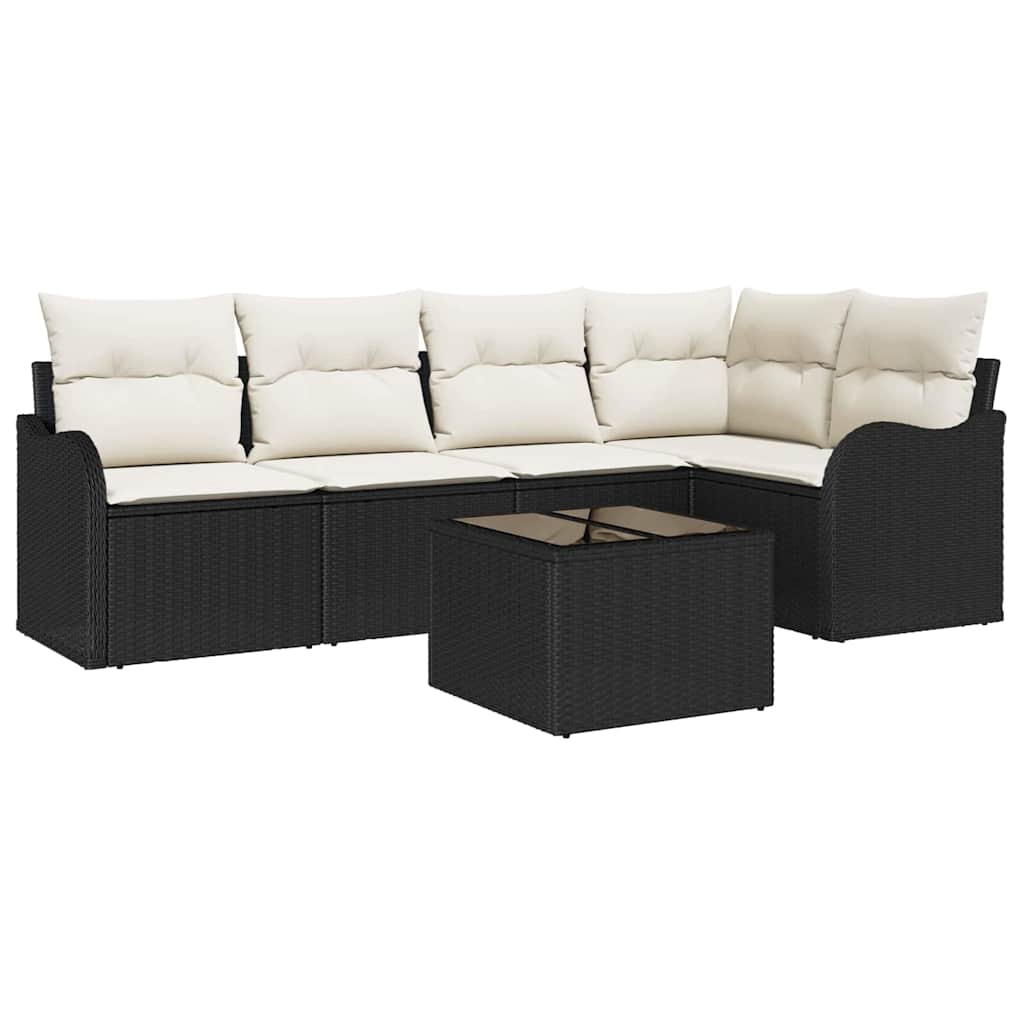 Havesofa Sæt 5 stk. Sort polyrattan