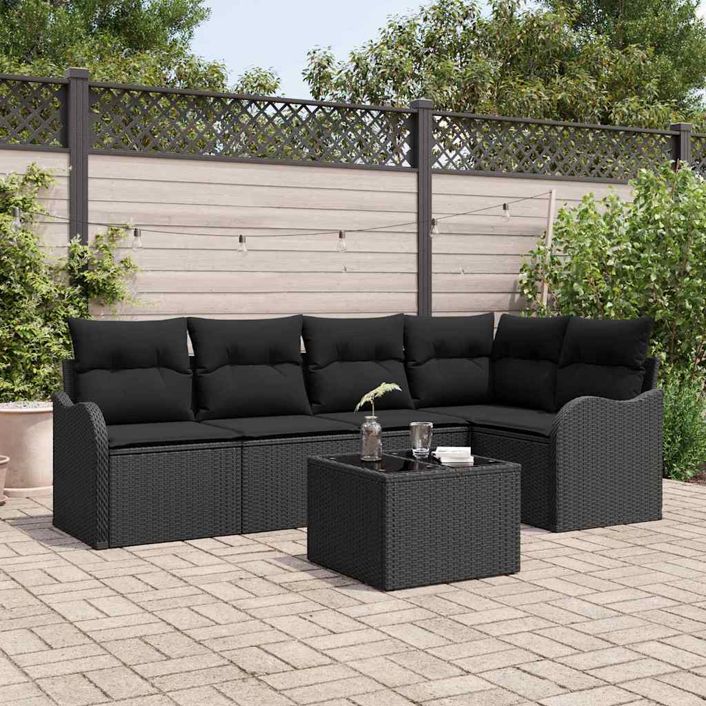 Havesofa Sæt Sort polyrattan