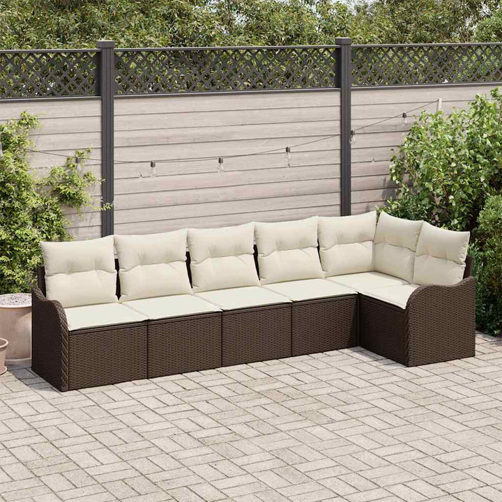 Havesofa Sæt 6 pcs Brun polyrattan