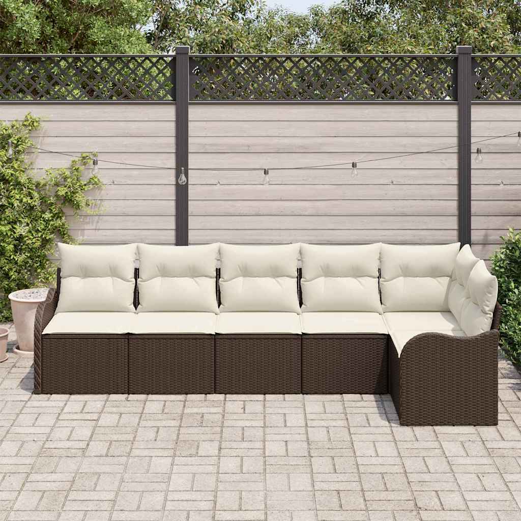Havesofa Sæt 6 pcs Brun polyrattan