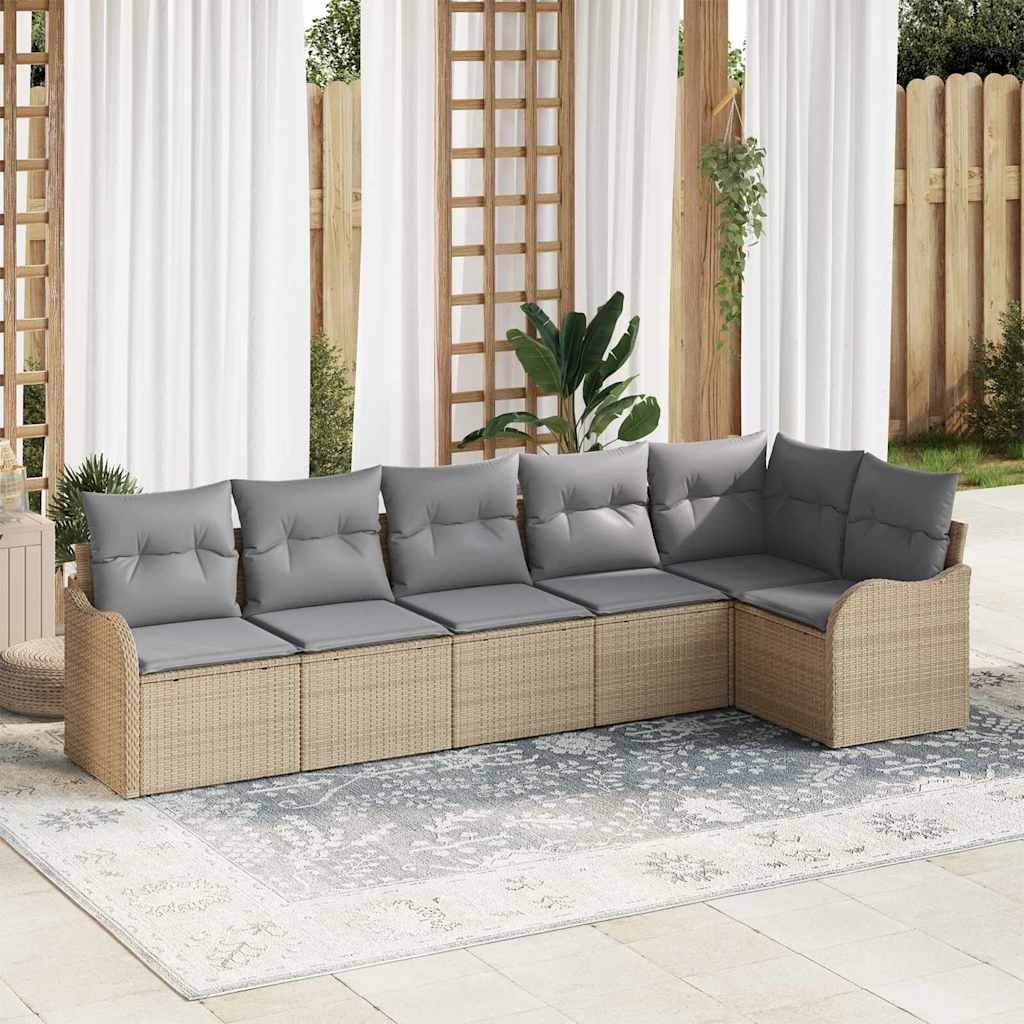 Havesofa Sæt 6 pcs Beige polyrattan