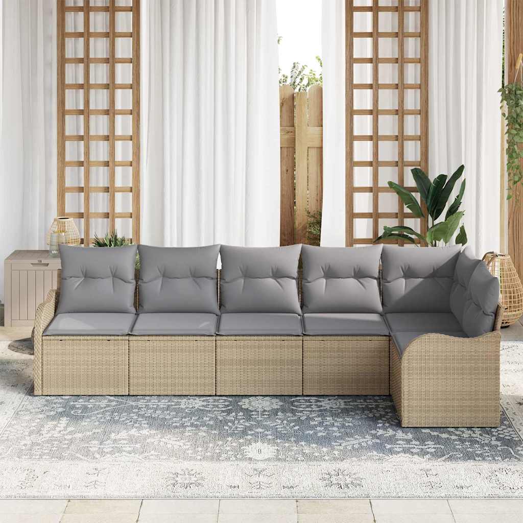 Havesofa Sæt 6 pcs Beige polyrattan