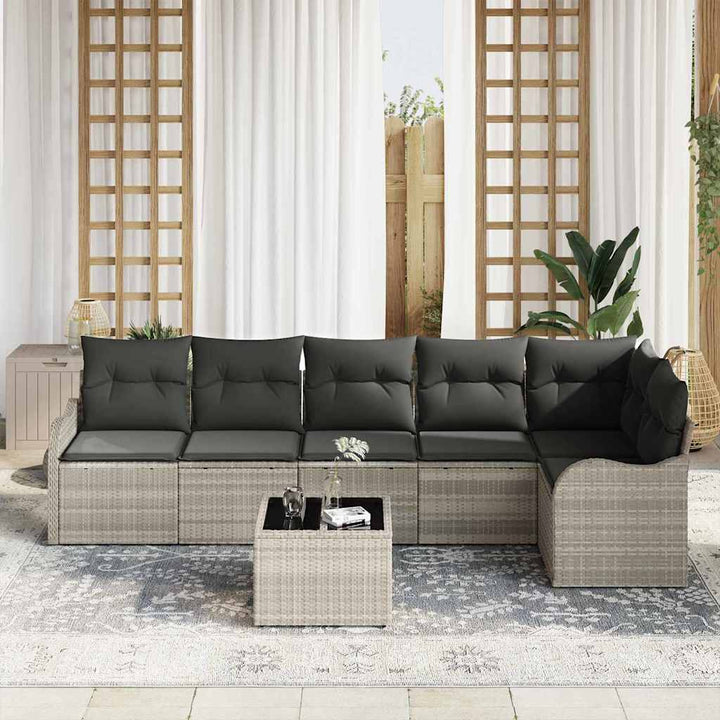 Havesofa Sæt Lysegrå polyrattan