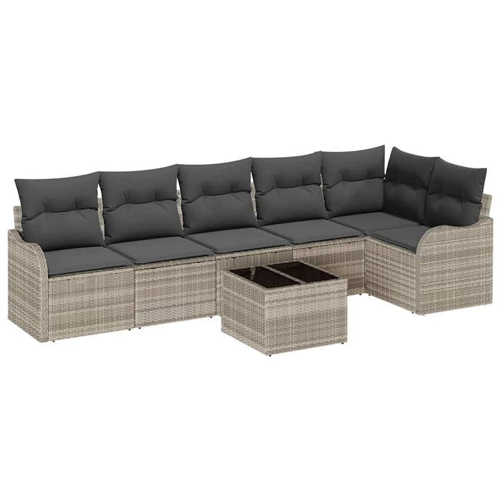 Havesofa Sæt Lysegrå polyrattan