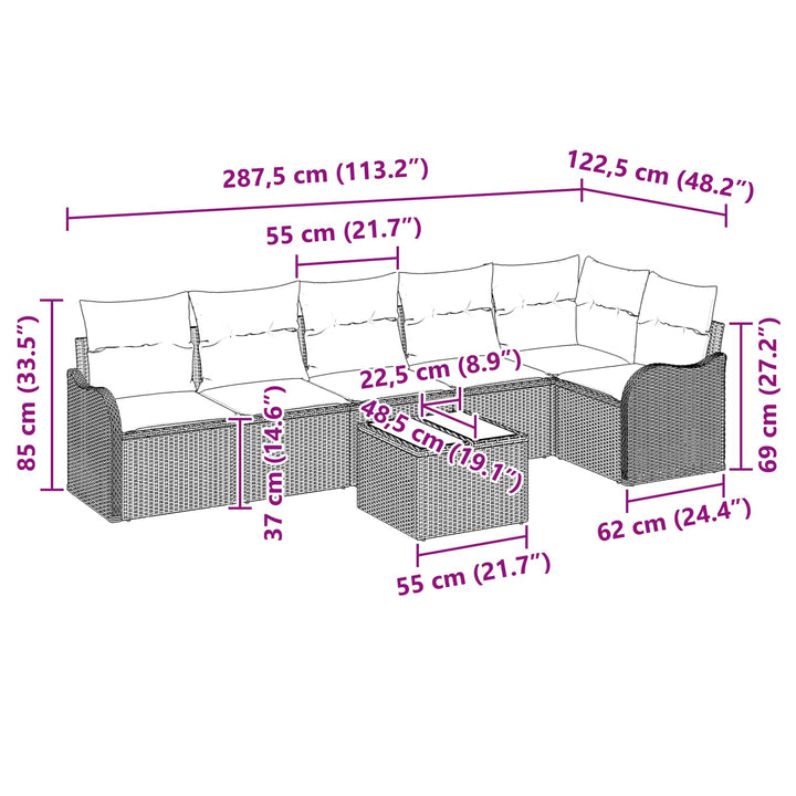 Havesofa Sæt Grå polyrattan