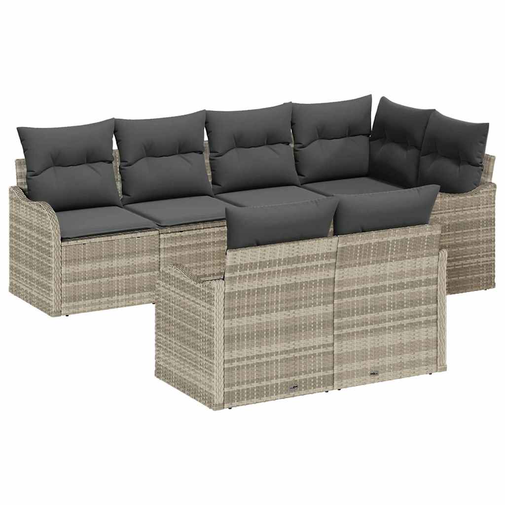 Havesofa Sæt Lysegrå polyrattan
