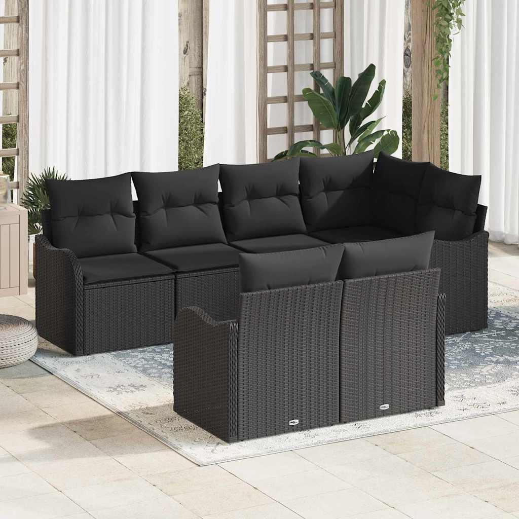 Havesofa Sæt Sort polyrattan