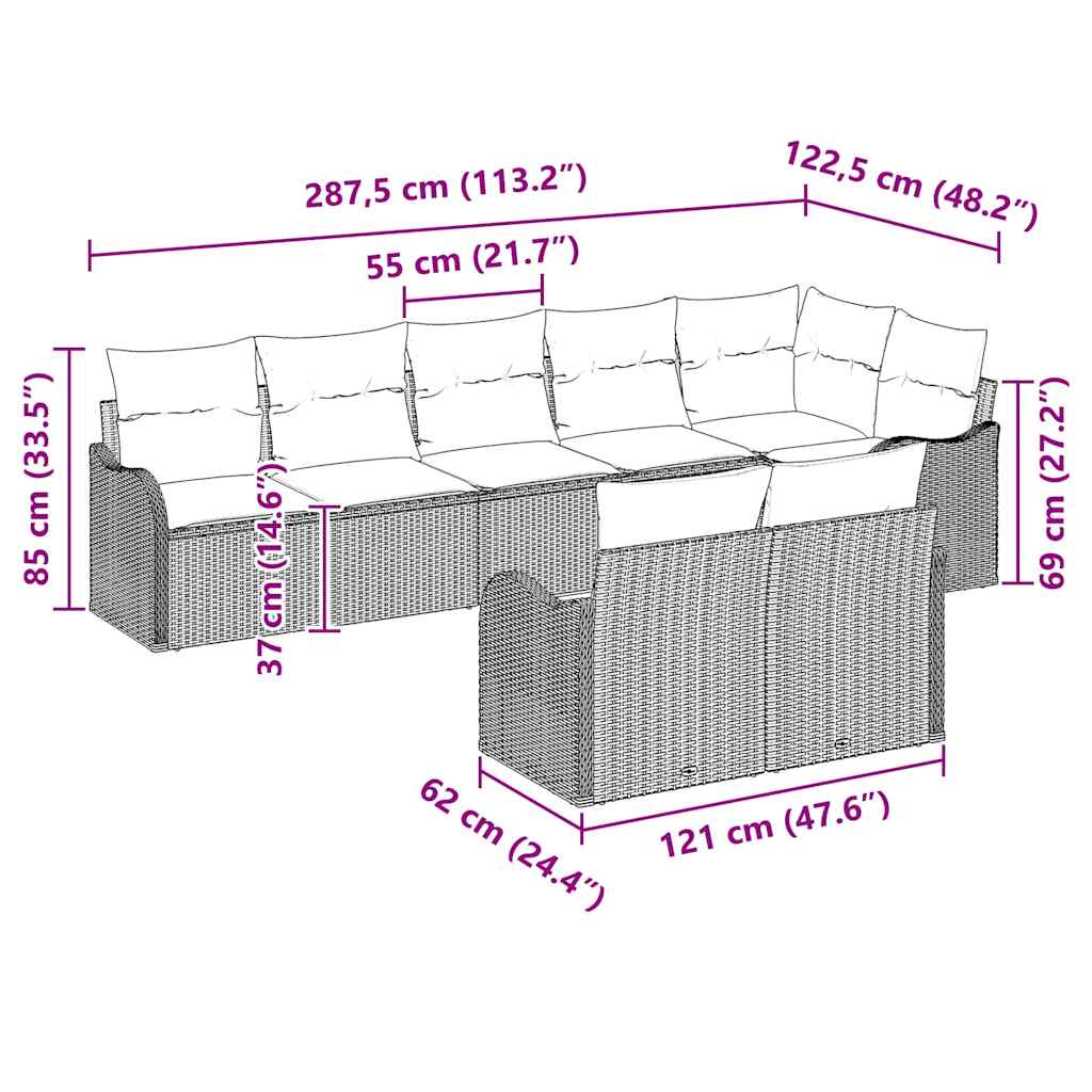 Havesofa Sæt Brun polyrattan