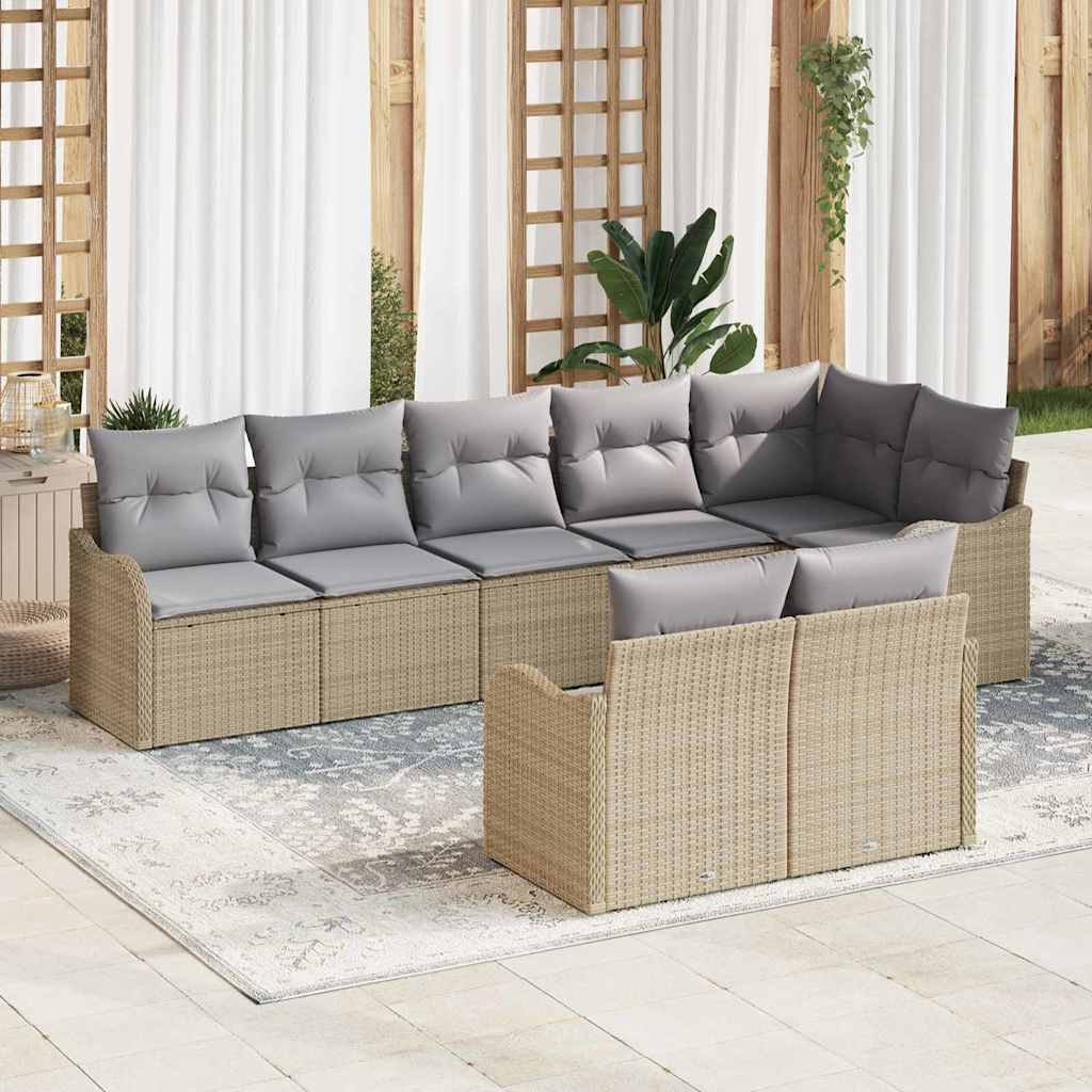Havesofa Sæt 8 pcs Beige polyrattan
