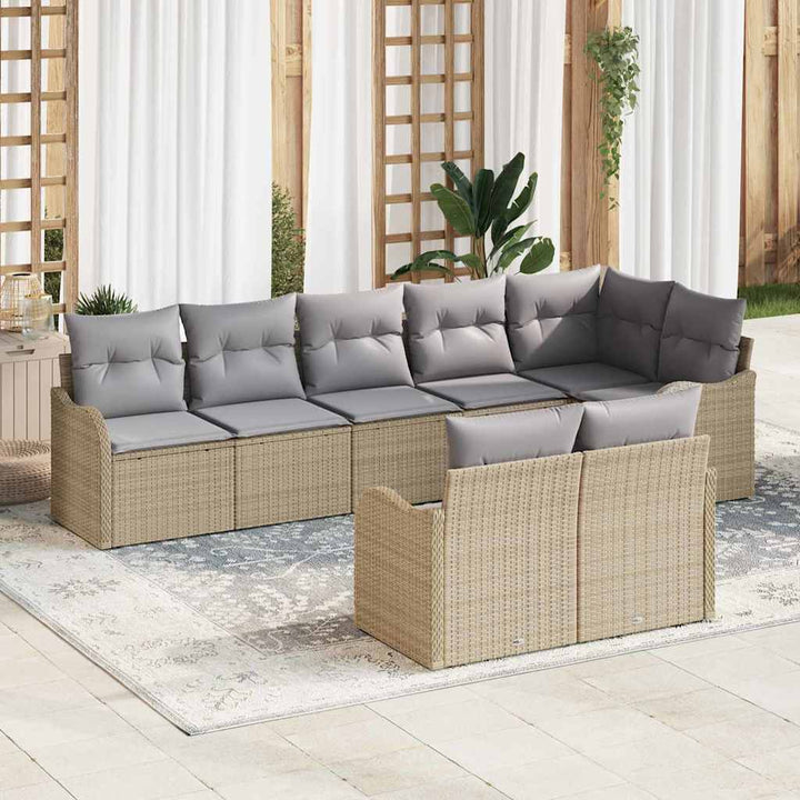Havesofa Sæt 8 pcs Beige polyrattan