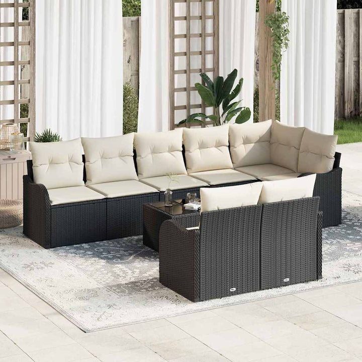 Havesofa Sæt Sort polyrattan