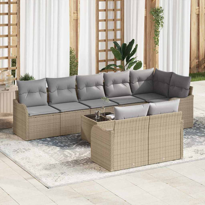 Havesofa Sæt 9 pcs Beige polyrattan