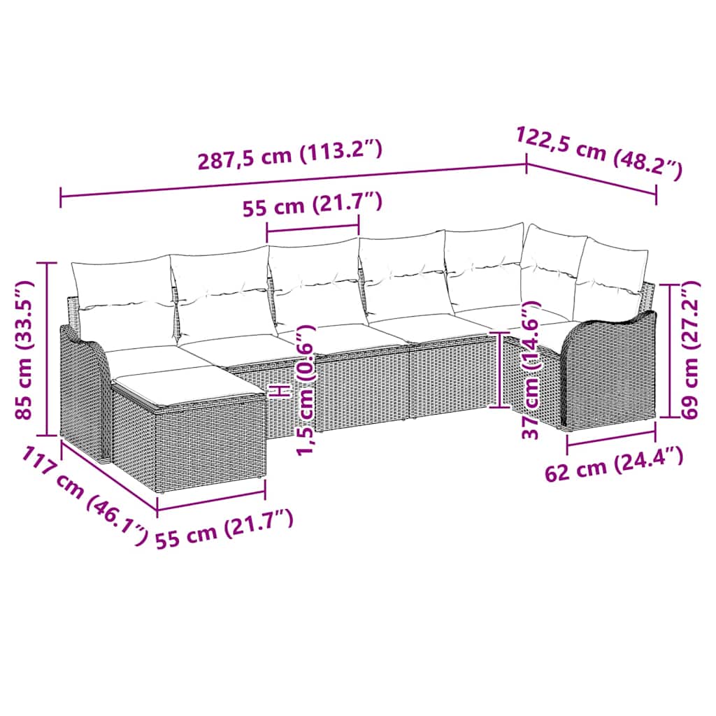 Havesofa Sæt Sort polyrattan