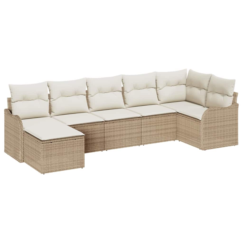 Havesofa Sæt 7 pcs Beige polyrattan