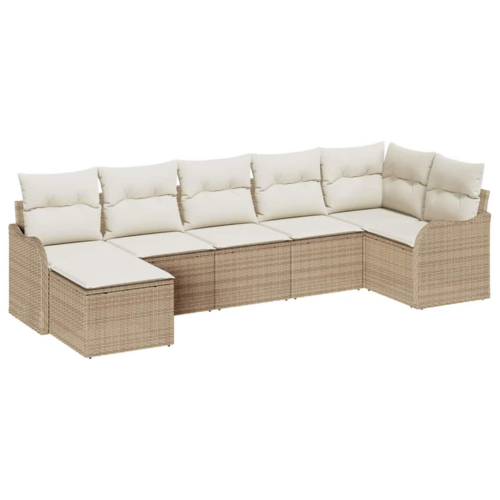 Havesofa Sæt 7 pcs Beige polyrattan