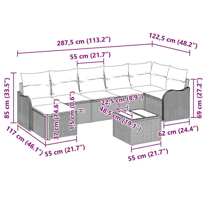 Havesofa Sæt Sort polyrattan