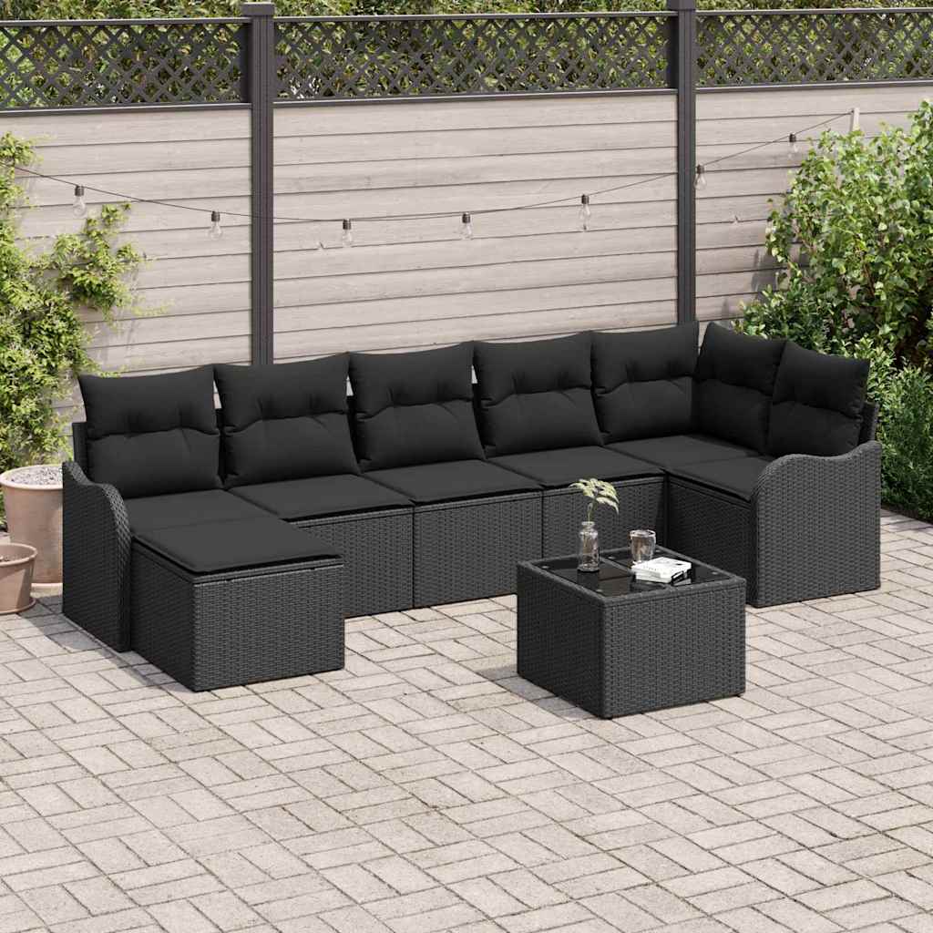 Havesofa Sæt Sort polyrattan