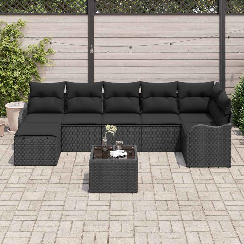 Havesofa Sæt Sort polyrattan