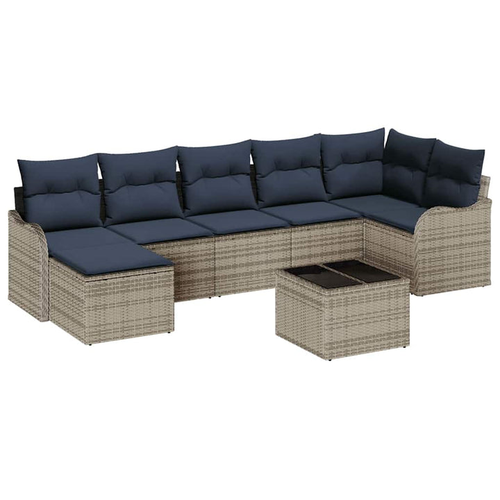 Havesofa Sæt med pude 8 pcs Grå Poly rattan