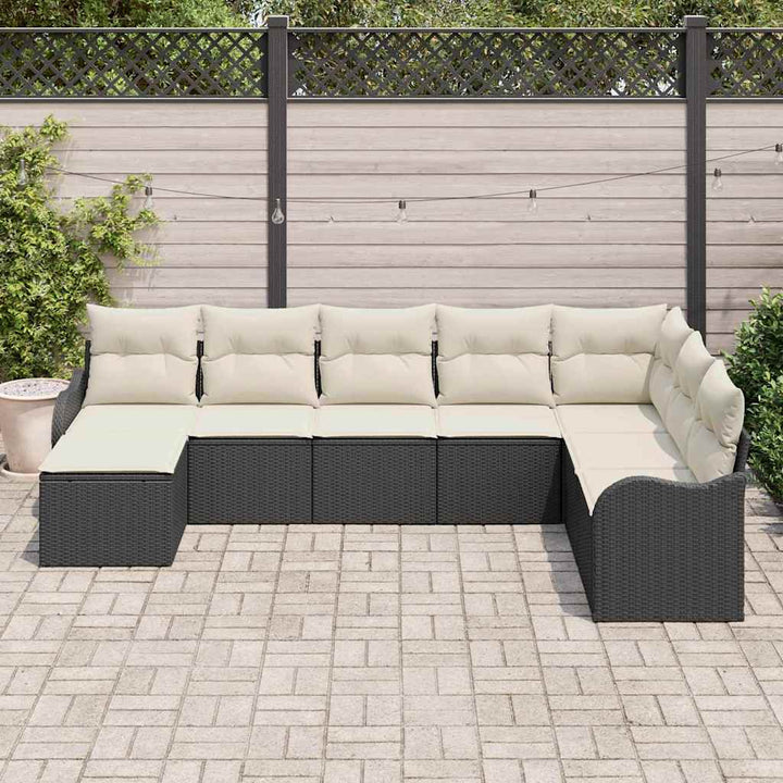Havesofa Sæt 8 stk. Sort polyrattan