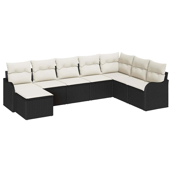 Havesofa Sæt 8 stk. Sort polyrattan