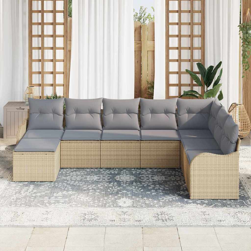 Havesofa Sæt 8 pcs Beige polyrattan