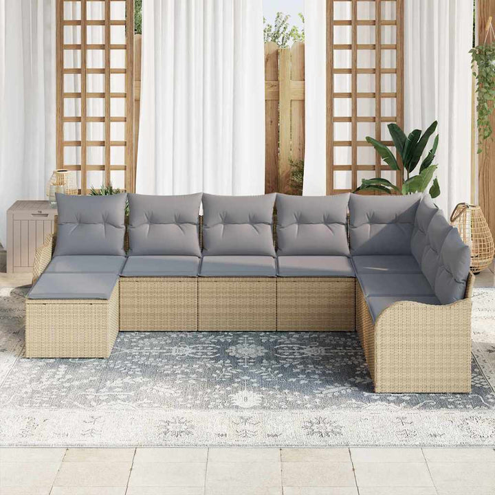 Havesofa Sæt 8 pcs Beige polyrattan