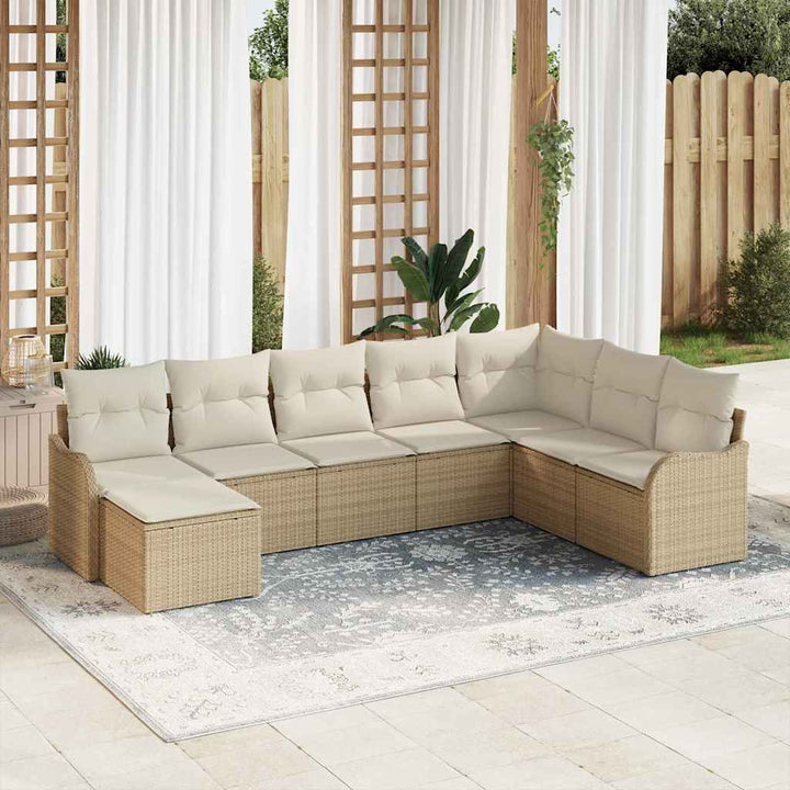 Havesofa Sæt 8 pcs Beige polyrattan