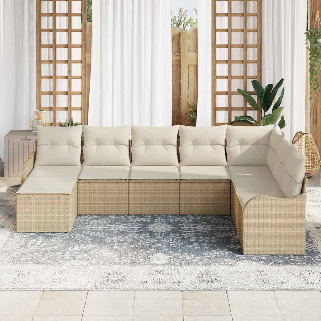 Havesofa Sæt 8 pcs Beige polyrattan