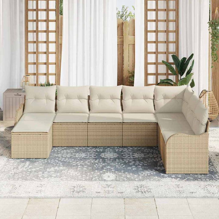 Havesofa Sæt 8 pcs Beige polyrattan