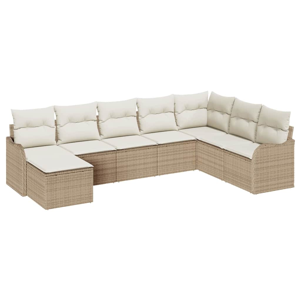 Havesofa Sæt 8 pcs Beige polyrattan