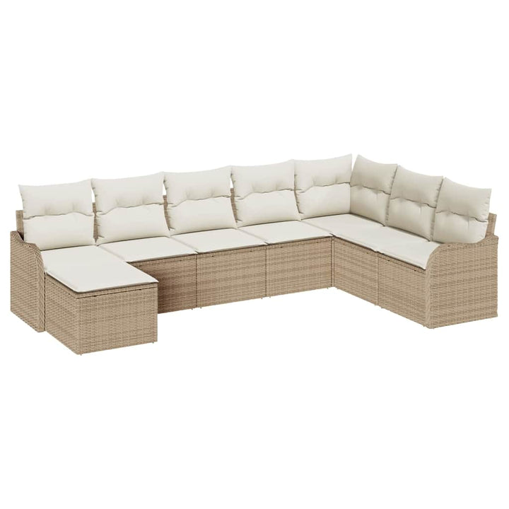 Havesofa Sæt 8 pcs Beige polyrattan