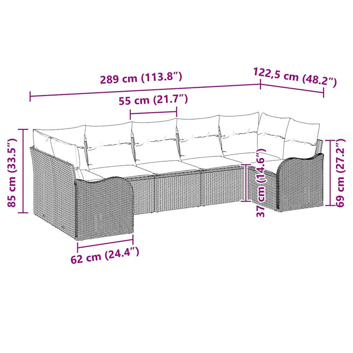Havesofa Sæt Sort polyrattan