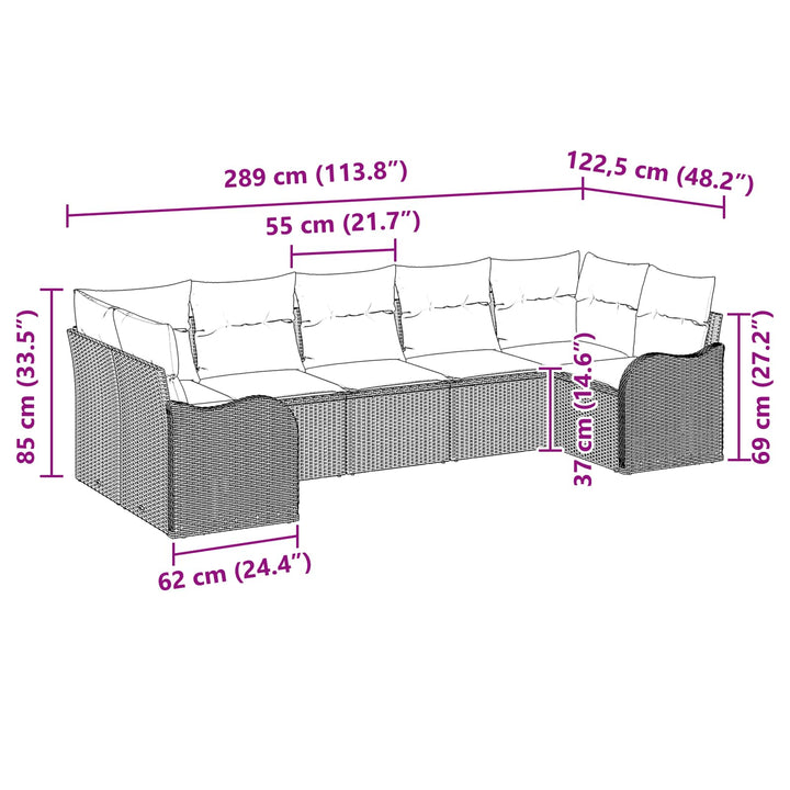 Havesofa Sæt Grå polyrattan
