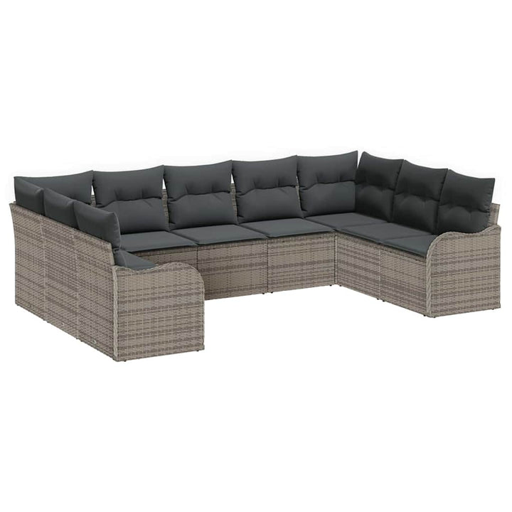 Havesofa Sæt 9 pcs Grå polyrattan