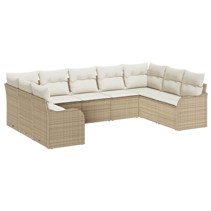 Havesofa Sæt 9 pcs Beige polyrattan