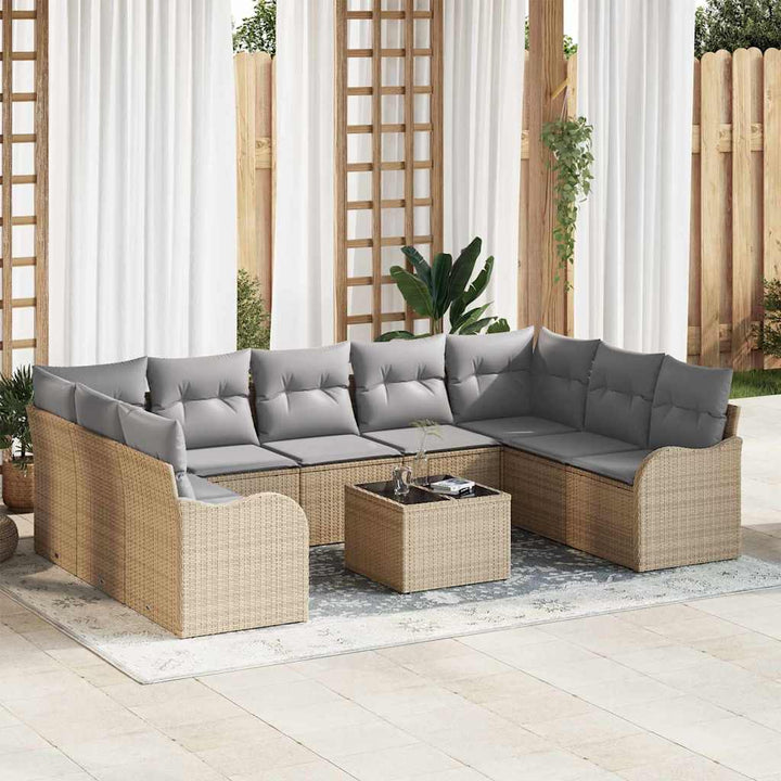Havesofa Sæt 10 pcs Beige polyrattan