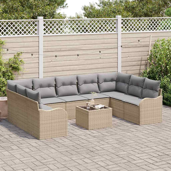 Havesofa Sæt 10 pcs Beige polyrattan