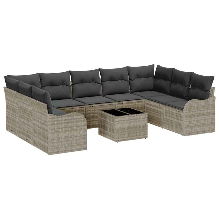 Havesofa Sæt 10 pcs Lysegrå polyrattan