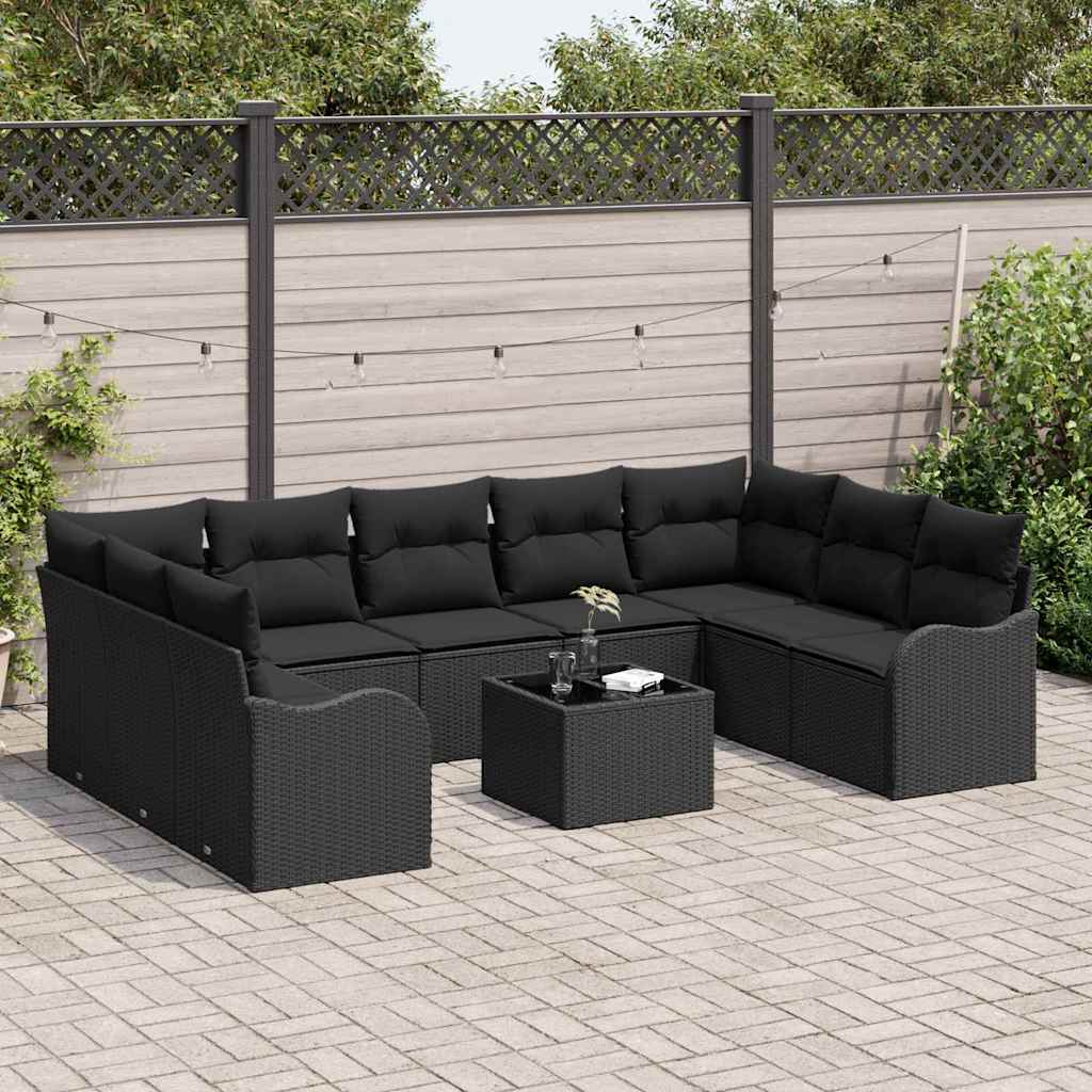 Havesofa Sæt Sort polyrattan