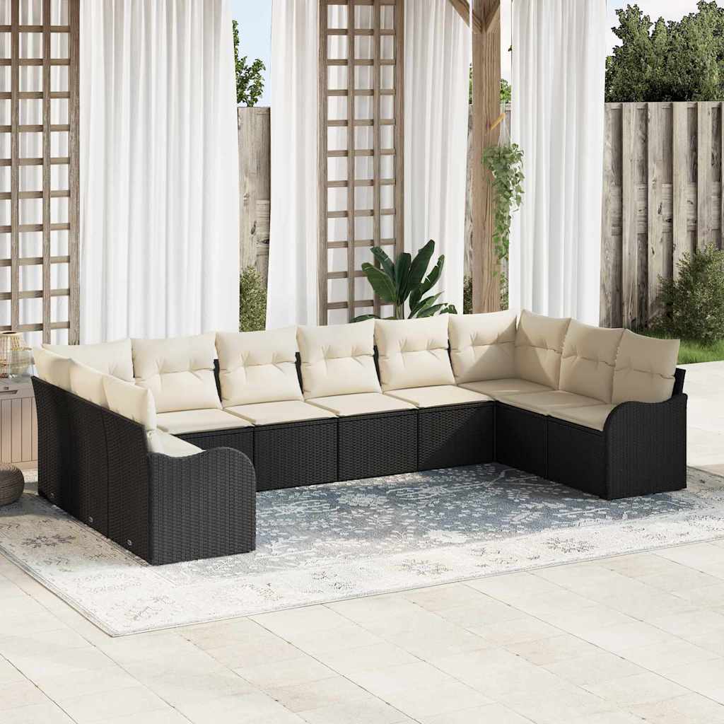Havesofa Sæt Sort 344 x 177,5 x 85 cm polyrattan